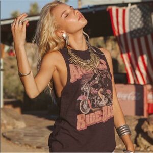 RARE Spell&the Gypsy Angels Ride High Distressed Sleeveless Tee